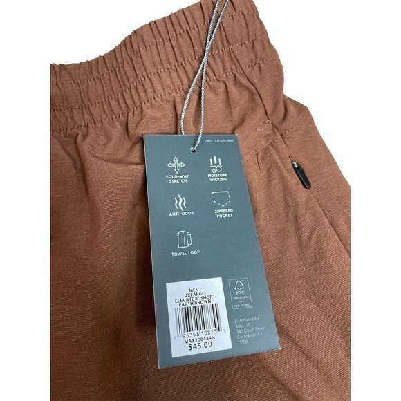 VRST 8” Elevate‎ Athletic Gym Short Mens 2XL XXL NWT Earth Brown - Picture 6 of 6